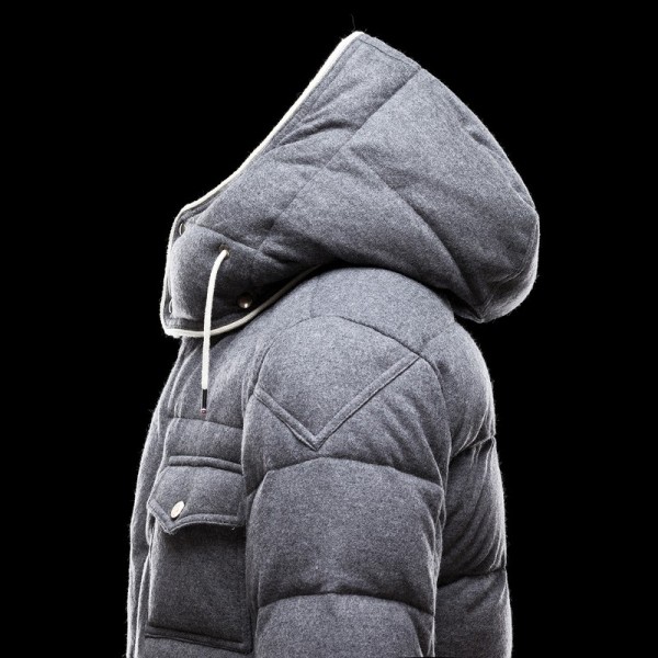 Moncler Breve Grigio Poliestere Fodera Zipper Slash caldo Uomo Cappotti uscita